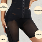 High Waist Stretchy Mesh Shaping Shorts with Adjustable Buckle