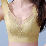 Ice Silk Thin Lace Mesh Panel Plus Size Seamless Vest Bra