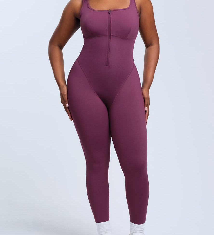 High Compression Front Zip SleevelessTummy Control Butt Lifting Shapewear Active Jumpsuit