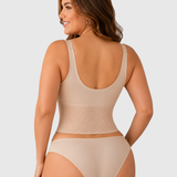 Lace Trim Front Hook-and-Eye Bustier Shaper Tank Top with Waist Control