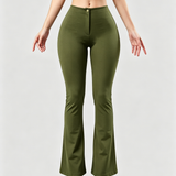 High Waist Butt Lifting Solid Black Slim Fit Flare Shaping Yoga Pants