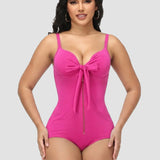 Sorelyne® Shaping V Neck Swimsuit with Zipper and Bow