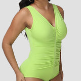 Sorelyne® One Piece Deep V Ruched Tummy Control Swimsuit