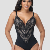 Sorelyne® Sexy Plunge Lace Shapewear Bodysuit With Hook Crotch