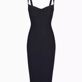Women's Leopard Mesh-lined Underwire Cup Stretch Bodycon Midi Dress