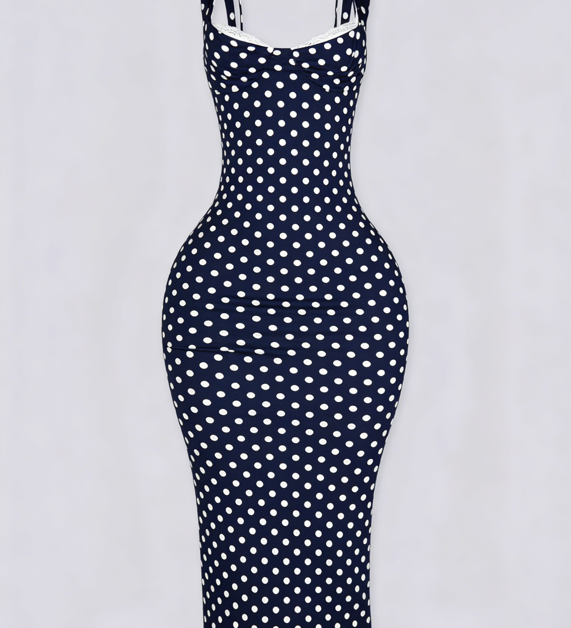 Sexy Women's Slim-Fit Stretchy Classic Polka Dot Maxi Dress