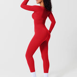 Long Sleeve Thumb Hole Tummy Control Shapewear  Jumpsuit