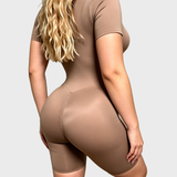 Short Sleeve Front Zipper Bodysuit