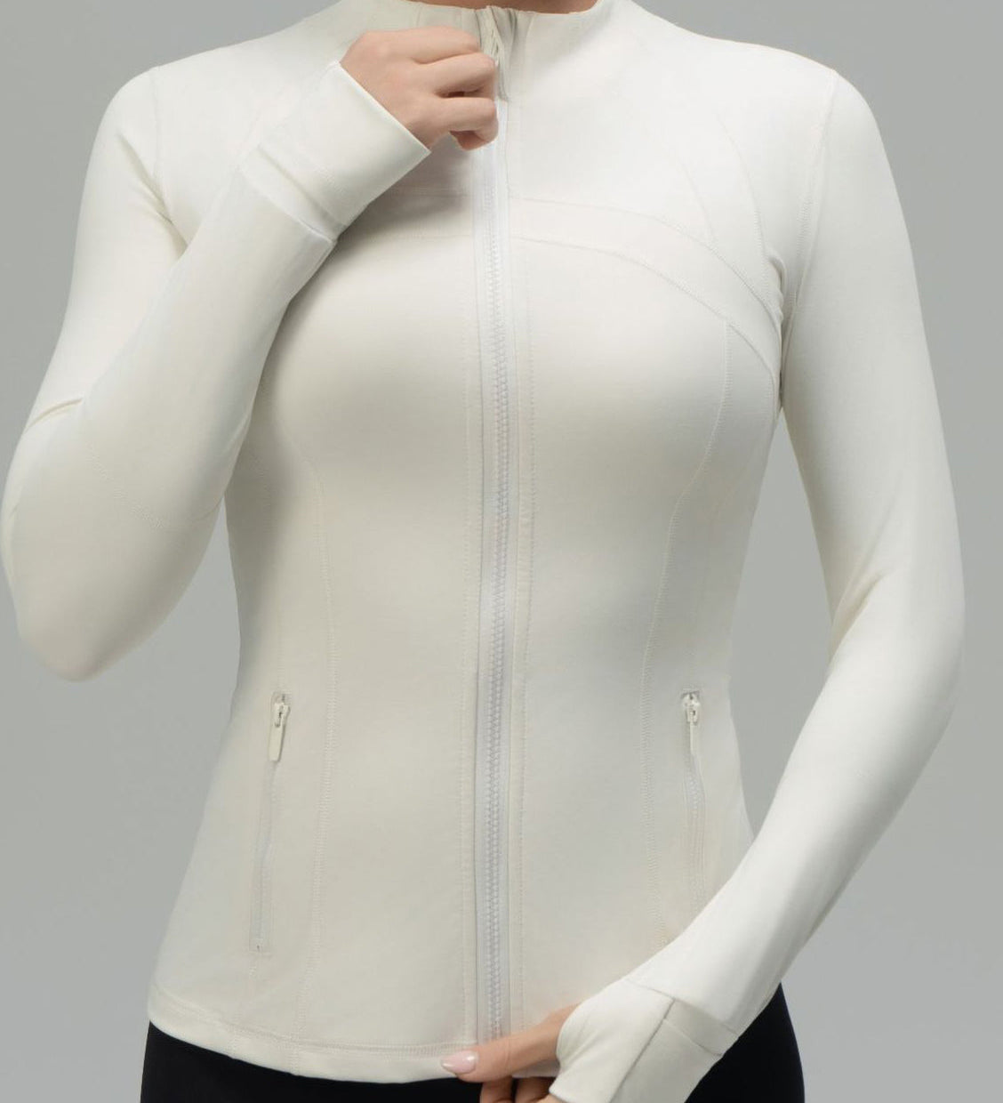 Long Sleeve Cropped Workout Coat Fitted Yoga Jacket