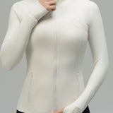 Long Sleeve Cropped Workout Coat Fitted Yoga Jacket