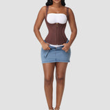 Full Coverage Double-Layer Tummy Control Waist Trainer Vest  With Bra