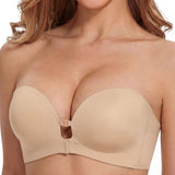 Seamless Front-Closure Detachable Shoulder Strap Push-Up Bra