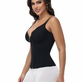 Sorelyne® Deep V Lace Corset Top Trimmed Waist Trainer with Front Zipper
