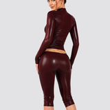 Zip Up Top Capri Pants Two Piece Sculpted Set