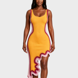 Reversible Wavy Slim Midi Dress