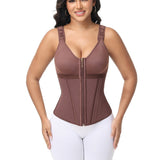 Sorelyne® Women's Boned Latex Zipper Corset Tummy Control Body Shaper Vest With Bra