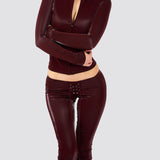 Zip Up Top Capri Pants Two Piece Sculpted Set