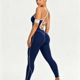 Seamless Skinny Crisscross Cutout Back Butt Lifting Full Length Jumpsuit