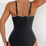 Sexy Deep V Mesh Backless One Piece Shapewear Swimsuit