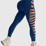 High Waist Leopard Print Side Cutout Butt Lifting Yoga Leggings