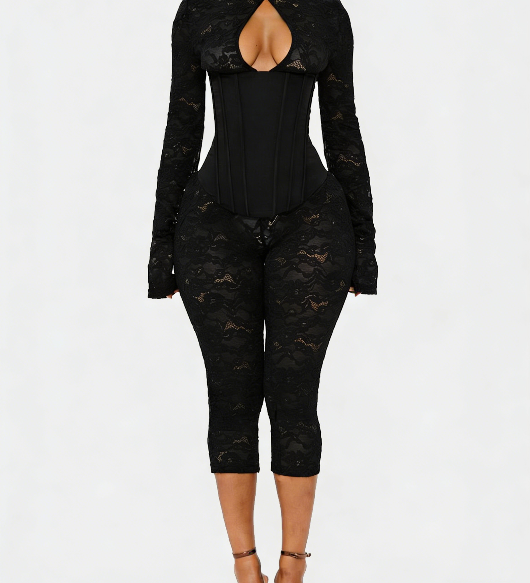 Lace Corset Long-sleeved Hourglass Jumpsuit