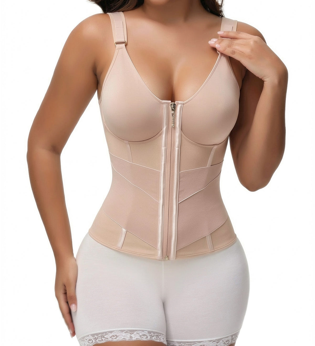 Adjustable Strap High Compression Zipper Bustier Shaper Vest