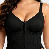 Underwire Front Zipper Corset Shaping Bra with Adjustable Straps