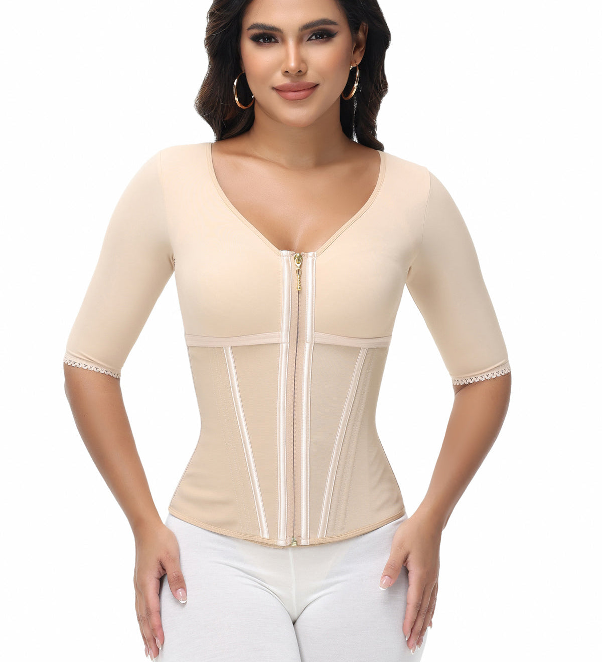 Sorelyne® Girdles Colombianas High Compression Half Sleeves V Neck Waist Trainer