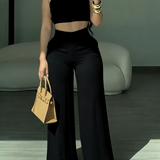 2 Piece Braided Trim Two Piece Outfit with Flared Trousers