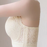 Anti-sagging Thin Minimizer Bras Full Cup Front Buckle Adjustable Wireless Lace Bra