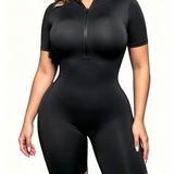 Short Sleeve Front Zipper Bodysuit