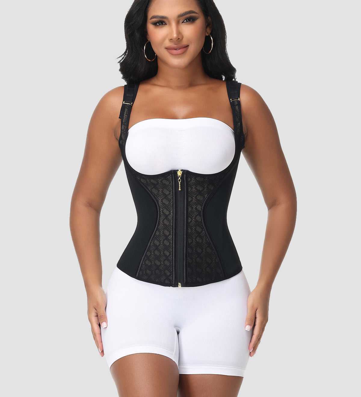 Full Coverage Double-Layer Tummy Control Waist Trainer Vest  With Bra