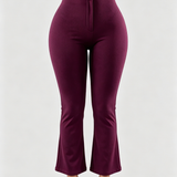 High Waist Butt Lifting Solid Black Slim Fit Flare Pants