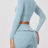 Ballet Ruffled Long Sleeve Sports Top