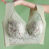 Full Coverage Elegant Floral Lace Push up Wireless Bra
