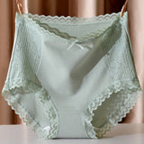 High Waisted Comfortable Cotton Breathable Panties With Lace Trim