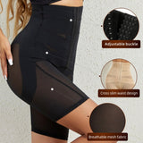 High Waist Stretchy Mesh Shaping Shorts with Adjustable Buckle