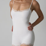 Lace Trim Sculpting shapewear Bodysuit with Adjustable Spaghetti Straps