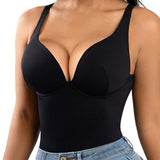 Compression Deep V Tummy Control Seamless Shapewear Bodysuit