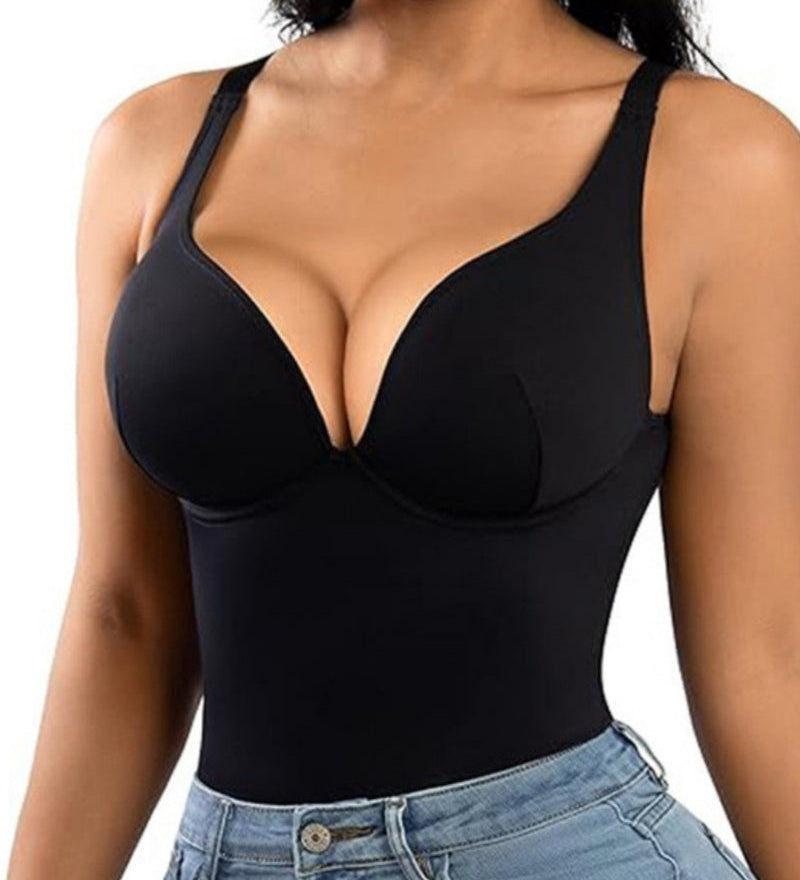 Compression Deep V Tummy Control Seamless Shapewear Bodysuit