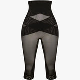 Women's High Waist Lace Trim Sheer Mesh Shapewear Shaping Pants