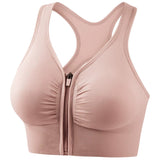 Women's Shockproof Push up Bra Hollow Back with Front Zipper