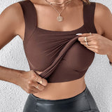 U Neck Seamless Stretchy Sleeveless Shapewear Built-In Bra Tank Tops