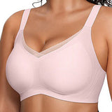 Mesh Patchwork V Neck Comfort Seamless Push up Shaping Bra