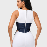 Color Block Corset Back Zipper Shaper Crop Top