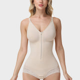 V Neck Adjustable Strap Tummy Control Butt Lifting Zipper Shaper