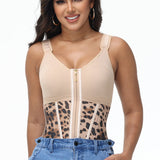 Women's Leopard Print Vest Tummy Control Waist Trainer With Bra
