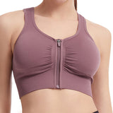 Women's Shockproof Push up Bra Hollow Back with Front Zipper