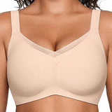 Mesh Patchwork V Neck Comfort Seamless Push up Shaping Bra