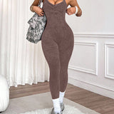 Adjustable Strap Open Back Sculpt Workout Jumpsuit